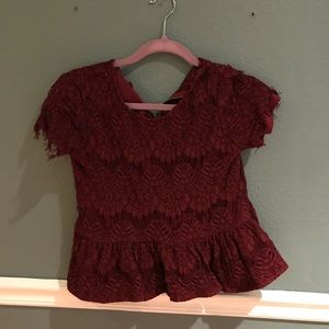 Red Francesca’s Peplum Lace Top